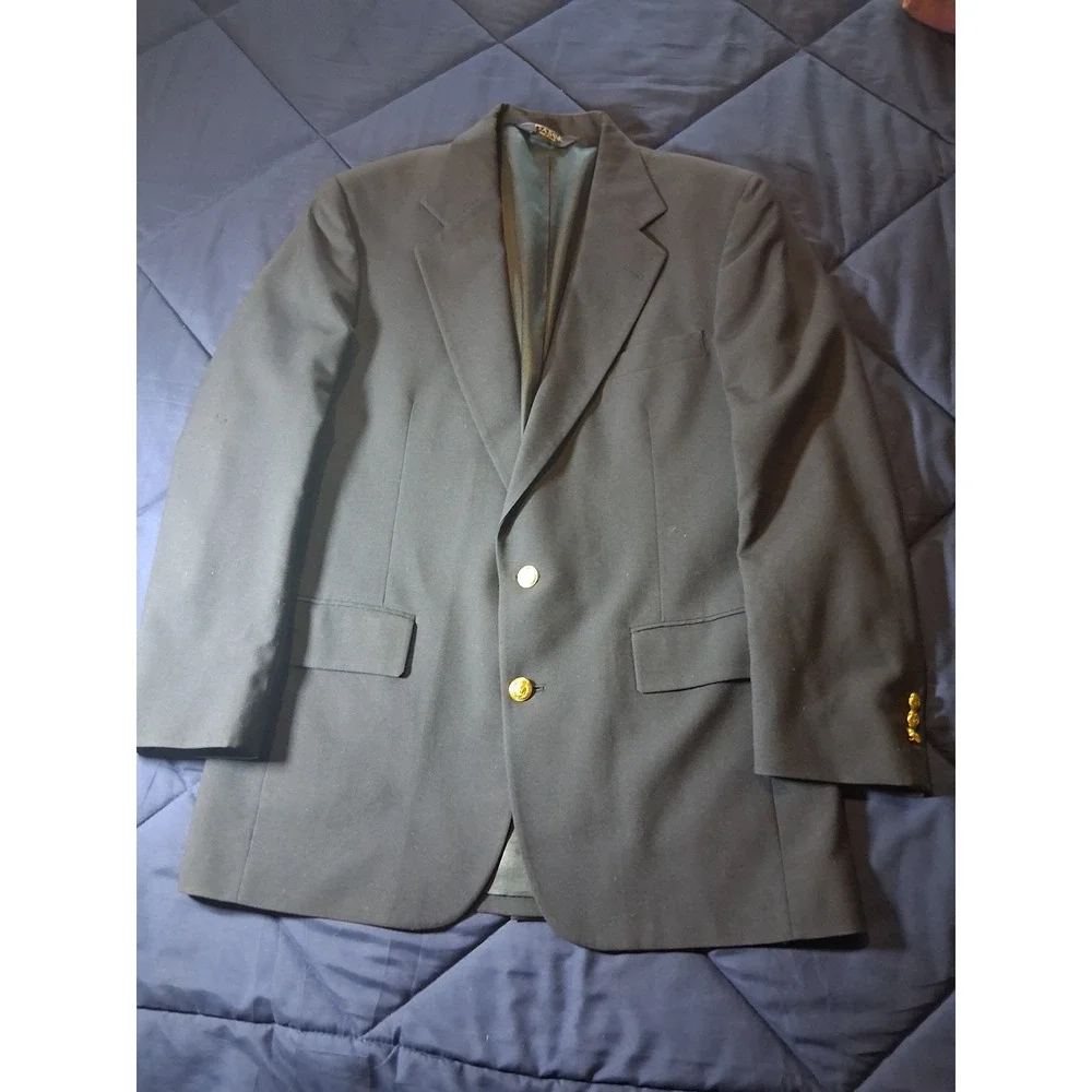 Jos. A. Bank Mens Navy Blue Wool‎ Blazer Gold Crest Buttons Sport Coat